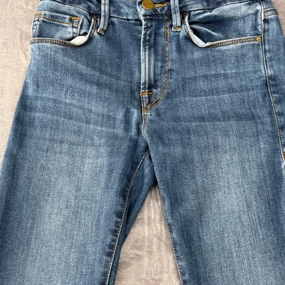 FRAME Le Crop Mini Boot Jeans Womens 24 Blue Medium Wash High Rise Denim - Picture 9 of 15